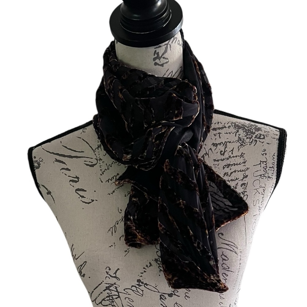 Chic Black and Brown Scarf, silk blend